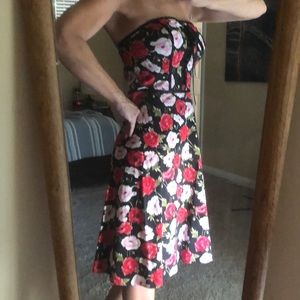 Mica Strapless Floral Lace-up Dress